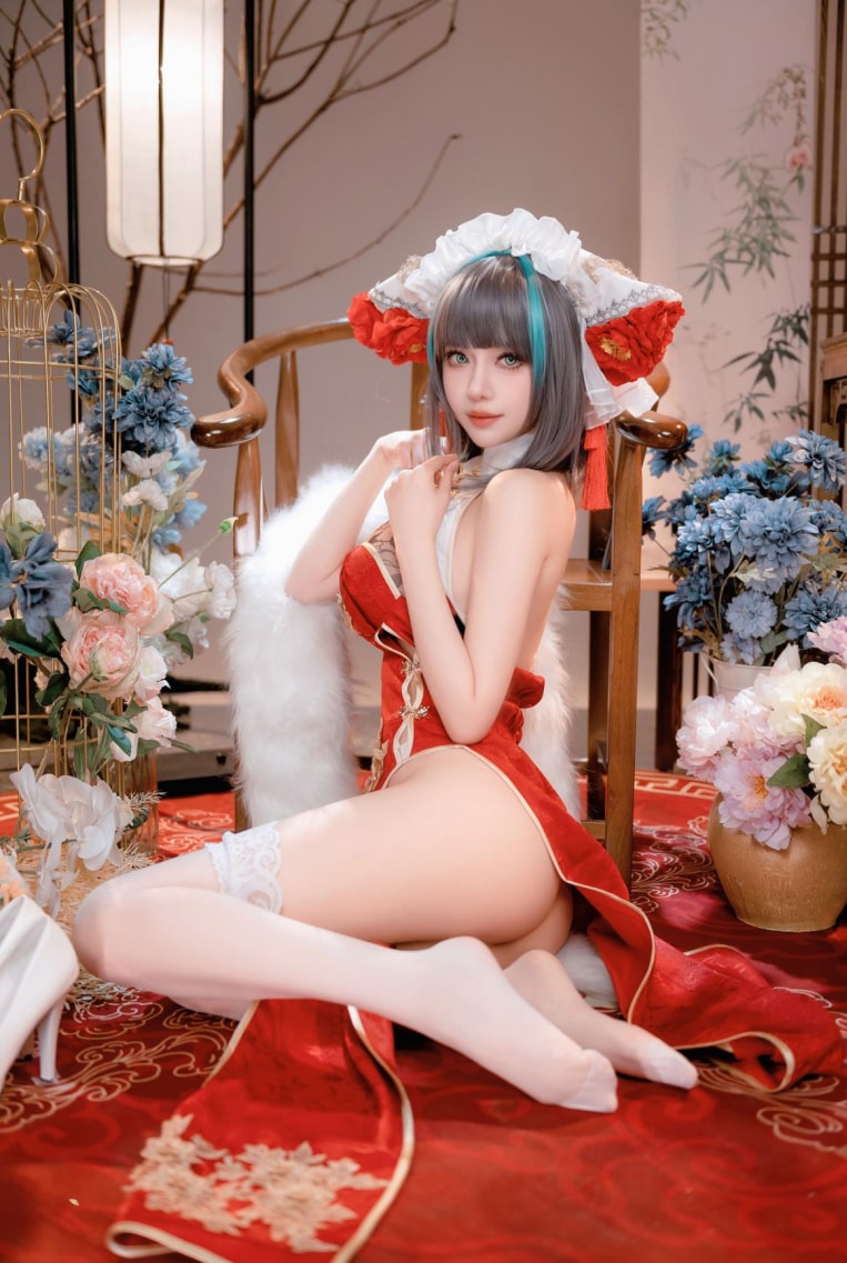 Shika小鹿鹿-碧蓝航线写真本-柴郡新春旗袍图片作品分享