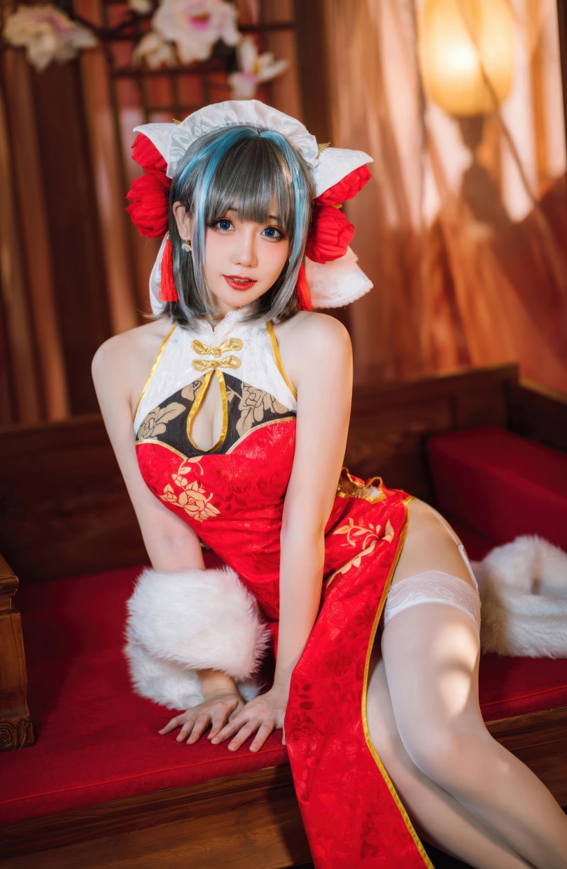 焖焖碳-碧蓝航线-柴郡新春旗袍图片作品下载