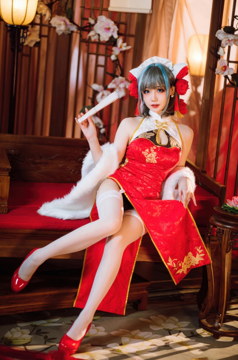 焖焖碳-碧蓝航线-柴郡新春旗袍图片作品下载